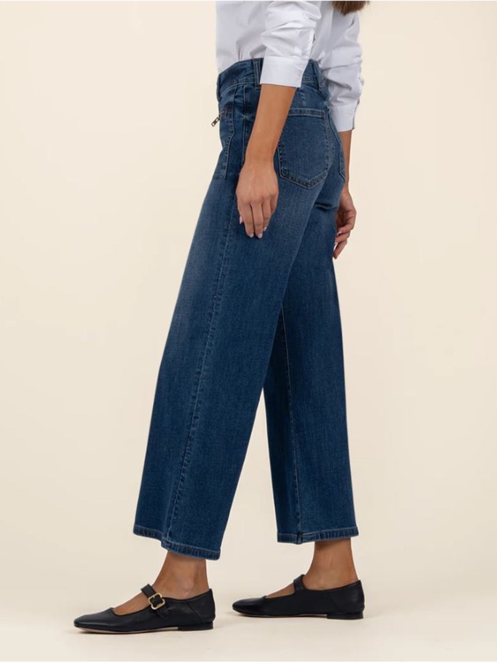 Kut From The Kloth Meg High Rise Wide Waistband Wide Leg Jeans Patch Pockets 20W - Picture 2 of 13